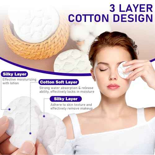 400 Count Cotton Pads for Face, Round Makeup Remover Pads 100% Pure & Organic Cotton Rounds for Face Cleansing, Lint-Free Facial Pads (100 Count (4 Pack))