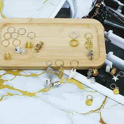 206 Pieces Beads for Hair Braids, Dreadlock Jewelry, Hair Jewelry for Braids, Metal Gold and Silver Braid Rings, Cuffs and Clips for Men Women Dreadlock Accessories
