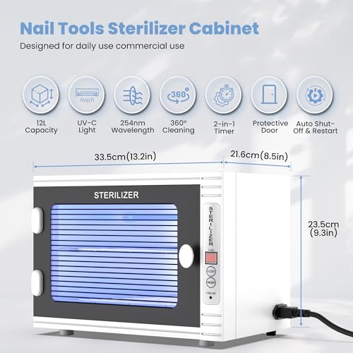 KING&DUKE Nail Tool Sterilizer, 15Liter UV Sterilizer, Multi-functional Nail Tool Sterilizer Box, High Capacity Sterilizer, esterilizador de manicura for Nail Salon, Hair Salon