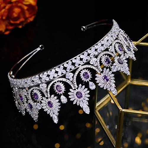 Aoligrace Luxury 5A Level Cubic Zirconia Bridal Tiaras for Wedding Quinceanera CZ Crowns Pageant Headpiece Hair Accessories