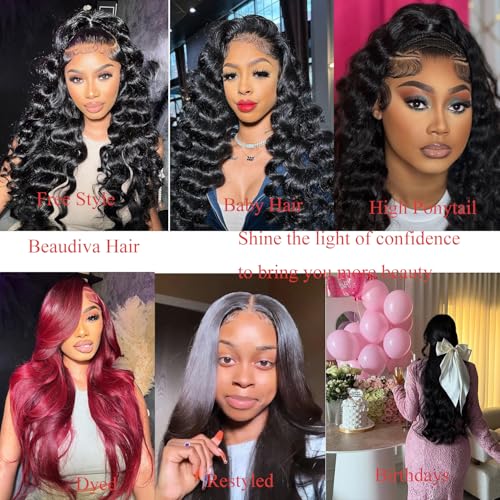 13x4 Lace Front Wig Human Hair Body Wave Natural Black 180% Densit HD Transparent Lace Pre Plucked Glueless Wigs Brazilian Virgin Human Hair for Women 18inch