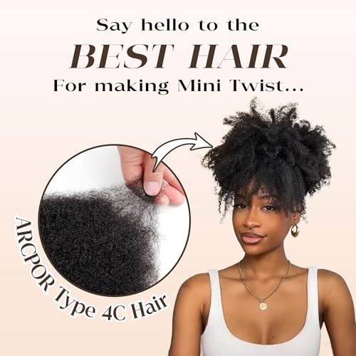 Afro Kinkys Bulk Human Hair, 22 Inch 50G/Pack Soft 4C Afro Kinky-Curly Human Hair Bulk for Twist Dreadlocks Extensions Repair Locs Natural Black 1 Pack (1B, 22inch)