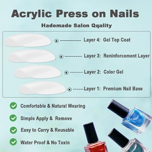 Press on Nails Long Coffin French Acrylic Fake Nails with Silver Glitter Design Glue on Glossy Full Cover Artificial Gel False Stick on Nail for Girls Women Wedding Manicure Gifts 24Pcs