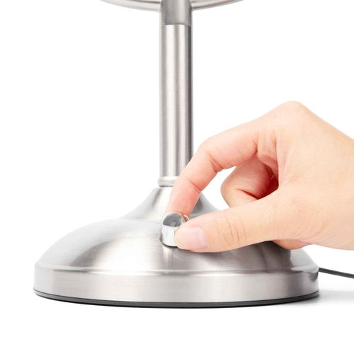 JERDON Lighted Tabletop Mirror with 10X/1X Magnification - LED Lighted Makeup Mirror with Multiple Light Settings in Nickel Finish - 8.5-Inch Diameter Vanity Mirror - Model JS8510BN