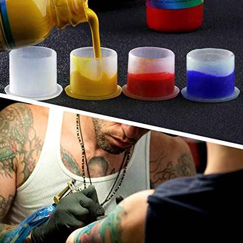 CINRA Tattoo Ink Cups, 500Pcs Disposable Plastic Pigment Tattoo Ink Caps, Large Wide Base, Tattoo Supplies