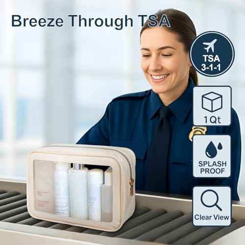 PACKISM TSA Approved Toiletry Bag - Upgrade Color-Edged Clear Makeup Bags, Clear Toiletry Bags For Traveling Fits Various Storage Needs