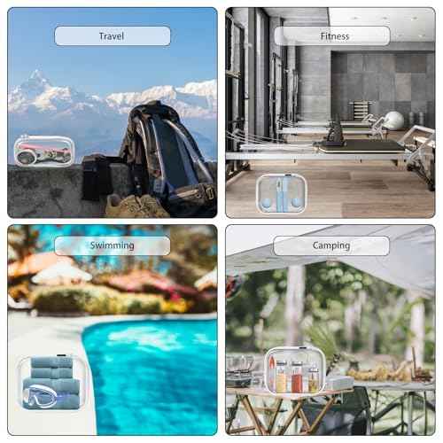 3 Pack Clear Hard Shell Zipper Case - Clear Waterproof Cosmetic Bag with Zipper, Kid's Toy Storage Organizer Bins, Charging Cables, creative journaling, painting brushes, Threads,Sketch Supplies