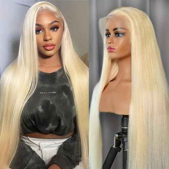 GZX 26 Inch 613 Lace Front Wig Human Hair 13X4 Blonde Straight HD Transparent Lace Frontal Wigs Human Hair Pre Plucked with Baby Hair 180% Density Blonde Glueless Wigs Human Hair