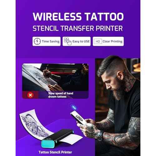 Phomemo Tattoo Stencil Printer, M08F Bluetooth Tattoo Machines Tattoo Printer,Compatible with Phone/Tablet/PC, Tattoo Supplies for Tattoo Artists & Beginners, Black