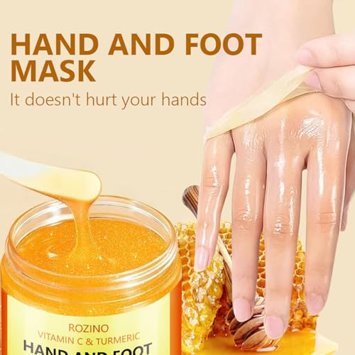 Vitamin C & Turmeric Hand and Foot Peel Mask, Hydrating Peel Off Hand Wax Mask Nourishing Exfoliating Repair Dry Rough Cracked Skin Hands Care, Exfoliating Hand Peeling Mask for Men & Women