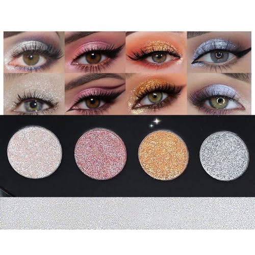 AMY'S DIARY 4 Colors Shany Highlight Eyeshadow Palette Cosmetics, Shimmer Eye shadow Palette, Cruelty-Free and Vegan Formula, Glitter Shimmer Eyeshadow for Professional Makeup Kit(12#)