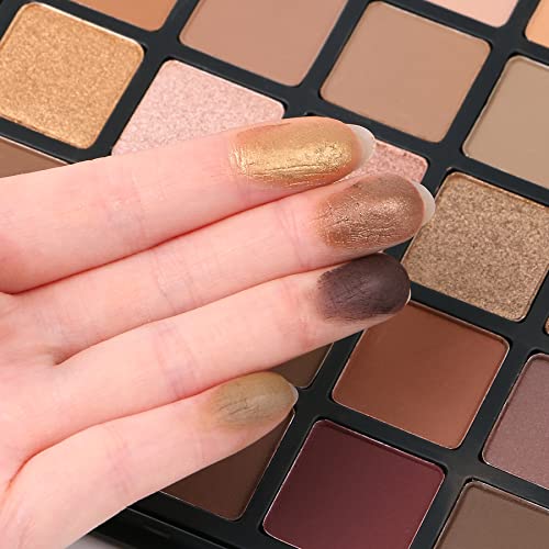 Nude Neutral Eyeshadow Palette, Matte and Shimmer Eye Shadows Long Lasting Blendable Eyeshadow with Makeup Brushes Set Warm Brown Waterproof High Pigment Powder Pallet 25B