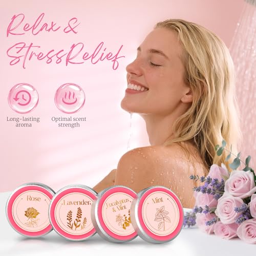 Shower Steamers Aromatherapy, 8 Pcs Shower Bombs Stocking Stuffers White Elephant Birthday Christmas Gifts for Women Adults Natural Essential Oil Self Care Relaxation