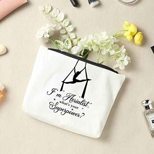 Aerial Yoga, Dancer Travel Bag, Gymnasts, I'm Aerialist, What's Your Superpower? Aerial Hoop Lover Gift Dance Gifts, for Teen Girls Gymnastics Birthday christmas Gymnastics Cosmetic Bag
