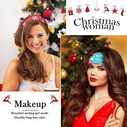 MTLEE 12 Pcs Christmas Stretchy Headbands for Women Christmas Hair Accessories Non Slip Head Wrap for Women(Classic Pattern)