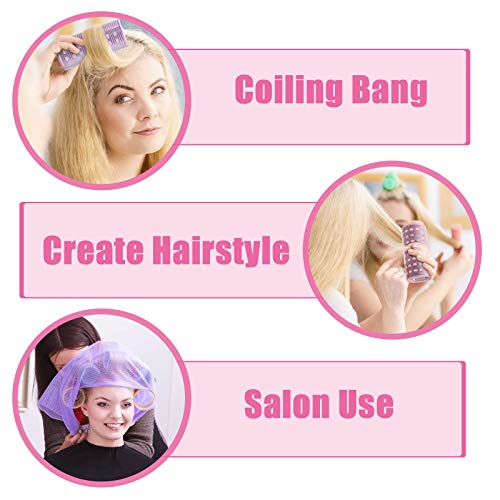 WILLBOND 4 Pcs Long Hair Rollers for Bangs Aluminum Core Curlers Thermal Self Grip Roller for Long and Medium Hair Women Hairstyle(4.7 x 2 Inch,Rose Red, Light Pink, Purple, Black)