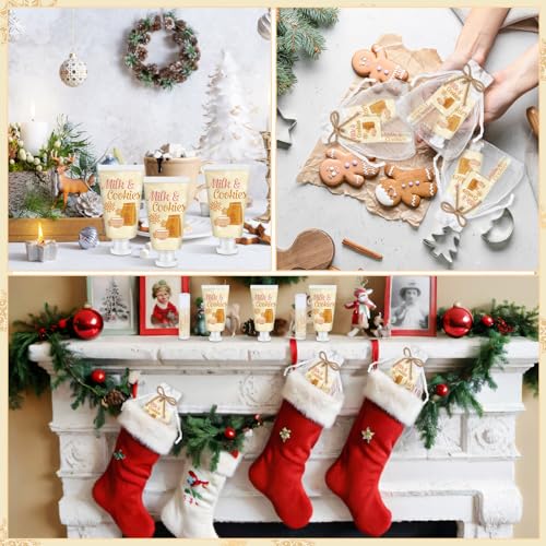 192 Pcs Christmas Hand Cream and Lip Balm Gifts 48 Sets Milk and Cookies Winter Christmas Party Favors Xmas Bridal Baby Shower Gifts Hand Lotion and Lip Balm for Guest Wedding Party Supplies