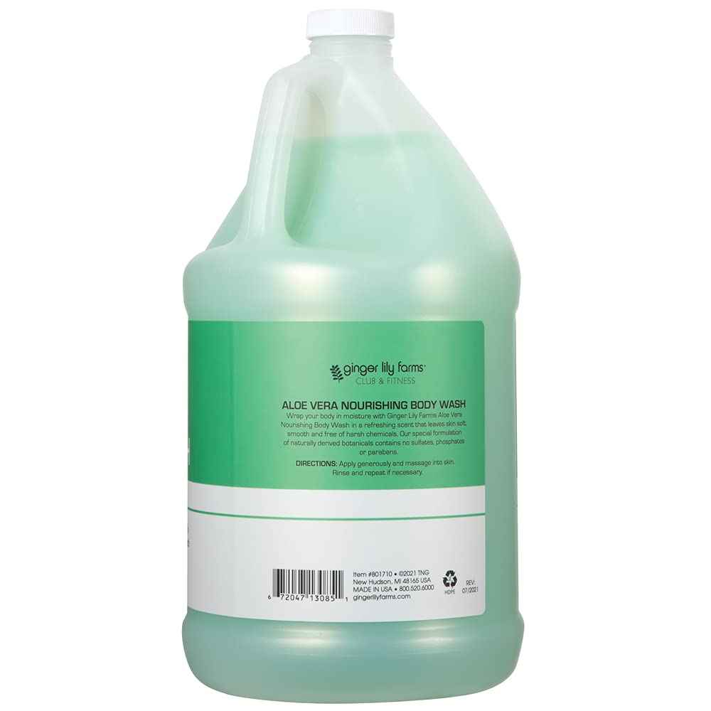 Ginger Lily Farms Club & Fitness Nourishing Body Wash, 100% Vegan & Cruelty-Free, Aloe Vera Scent, 128 Fl Oz (Pack of 4)