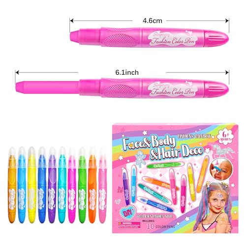 10-Pack Hair Chalk for Kids (Ages 4-12) & Teens - Washable Temporary Hair Dye for Girls, Easy to Apply & Remove, Ideal Gift for Birthday, Valentine's Day, Cosplay & Party Activities