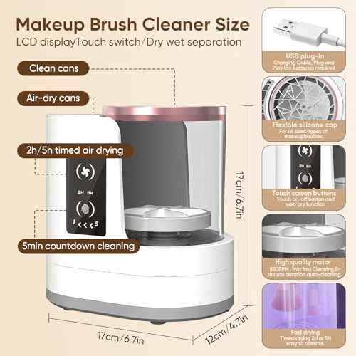 Electric Makeup Brush Cleaner 3-in-1 Automatic Brush Cleaning Machine, Dual-Direction Cleaning, Adjustable Drying, Fits All Brush Sizes, Efficient & Quick (Upgraded 2025 Edition)