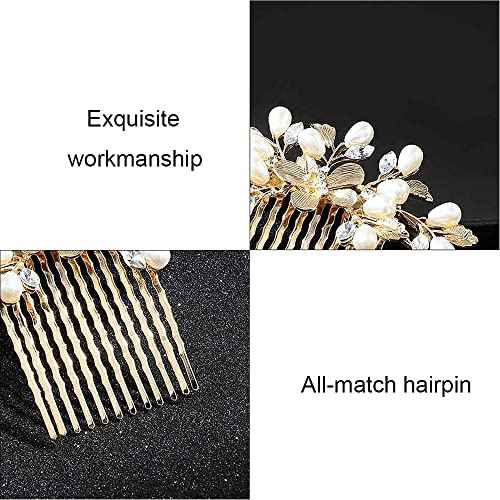 Bridal Hair Comb, The Latest Style Bridal Hair Accessories Is A Wedding Necessities, Pearl Hair Accessories for The Bride and Her Bridesmaids (Gold)