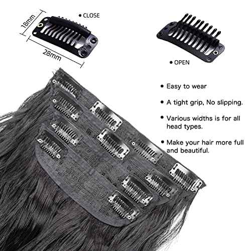 Black Hair Extensions, 20 Inches Soft Synthetic Curly Hair Extensions Clip ins (Color: Black)