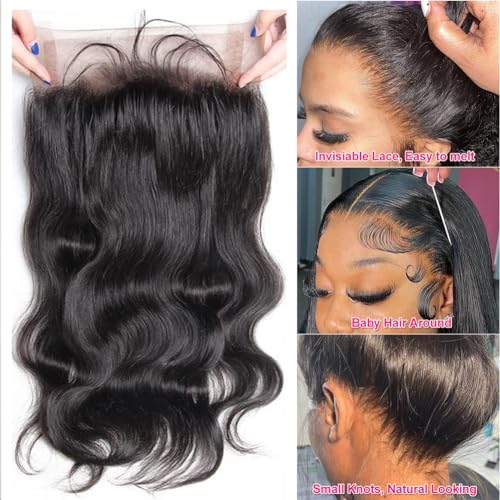 360 Body Wave Full Lace Front Wigs Human Hair Pre Plucked With Baby Hair 200 Density 360 HD Transparent Lace Front Wigs For Black Women Natural Color 18 inch