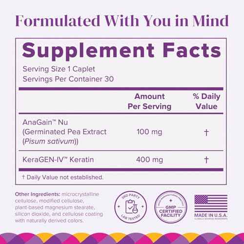 Barimelts Hair Health+ ? Helps Reduce Hair Thinning for GLP-1 Users or Bariatric Patients ? Hair Growth Supplement with Clinically Studied AnaGain¢â Nu and Keratin ? 1-Month Supply