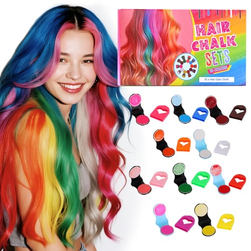 Hair Chalk for Girls Washable,Ultikare 10 Colors Temporary Hair Dye Comb for Kids and Teens, Easy to Apply and Wash Out, Fun Gift for Birthday, Parties, Cosplay, Ages 6-13