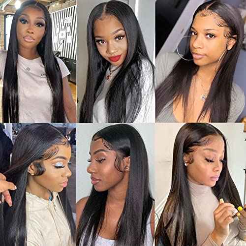 ITODAY 28 Inch Straight Lace Front Wigs, 100% Human Hair, [2-Year Life], Skinlike HD, 13x4 Lace Frontal Wigs Human Hair, Pre Plucked Free Part