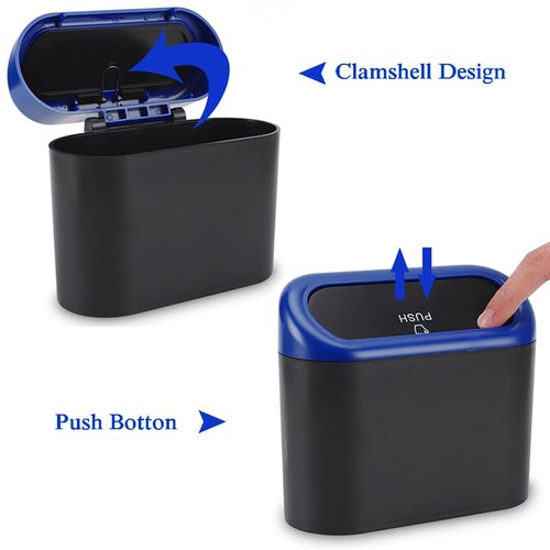 Accmor Car Trash Can with Lid, Waterproof Vehicle Trash Bin Car Dustbin Garbage Organizer Storage, 2 Pack Mini Garbage Bin Trash Container for Auto Cars, Home, Office