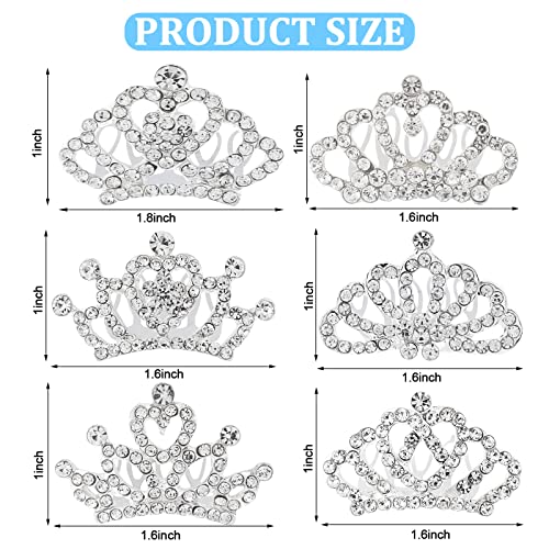Princess Crown Comb Set for Girl 18 Pcs Silver Tiara Crown with Comb Crystal Tiara Headband Rhinestone Hair Piece Toddler Bride Hair Accessories for Birthday Party Photography Young Teens Gifts