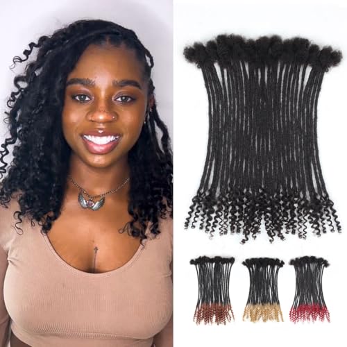 12 inch Loc Extensions Human Hair with Curly Ends, 0.4cm Width Permanent Dreadlock Extension Human Hair 50 Strands Natural Black 100% Full Handmade Dreads .Dyed and Bleached Pre Curled Drealocks