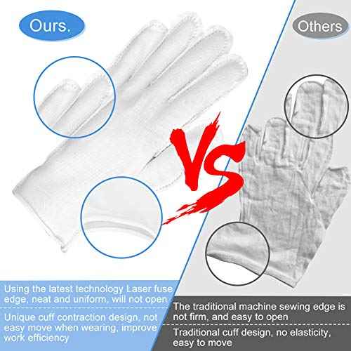 30 Pcs White Cotton Gloves for Dry Hands Moisturizing Eczema Overnight, Men and Women Stretchable Cloth White Gloves for Coin Jewelry Silver Inspection Halloween