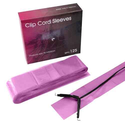 125PCS Clip Cord Sleeves,Disposable Hygiene Clip Cord Covers for Tattoo,Tattoo Machine Bags Tattoo Machine Gun Accessories Tattoo Supplies(Pink)