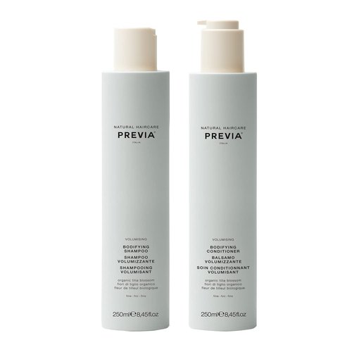 PREVIA Volumizing Bodifying Shampoo & Conditioner Set | Volumizing Duo for Fine & Thin Hair | Adds Body & Shine | Natural Italian Formula with Organic Tilia Blossom | Vegan & Sulfate Free | 8.45 oz
