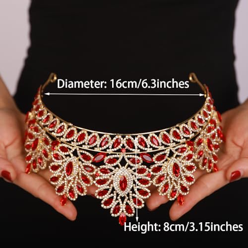 JWICOS Baroque Queen Crown Crystal Tiaras and Crowns for Women Halloween Costume Hair Accessories for Wedding Prom Birthday Party (Style 1)