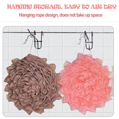 4pcs loofah washcloth Combo 2 in 1 bar soap loofah Pouch Holder Mesh Shower Ball for Exfoliating Body Wash Smooth Skin Free Loofah Dish Towel (Bohemian Color)