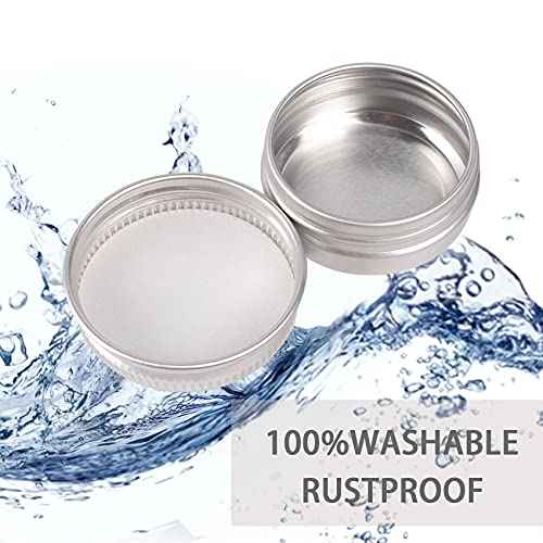 0.5 oz Screw Top Aluminum Tin Jar with Screw Lid and Blank Labels (Silver - Pack of 32)