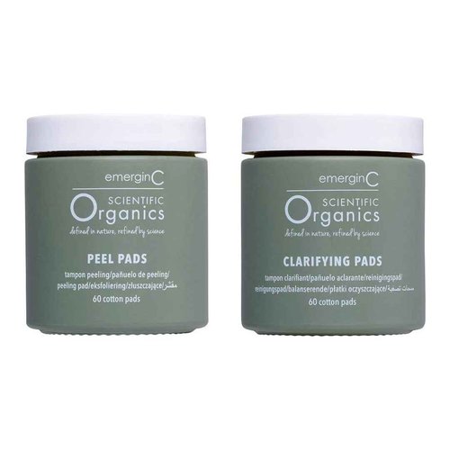emerginC Scientific Organics At-Home Facial Peel + Clarifying Kit - Exfoliating Facial Peel Pads to Help Minimize the Appearance of Fine Lines, Wrinkles + Large Pores (60 Treatments)