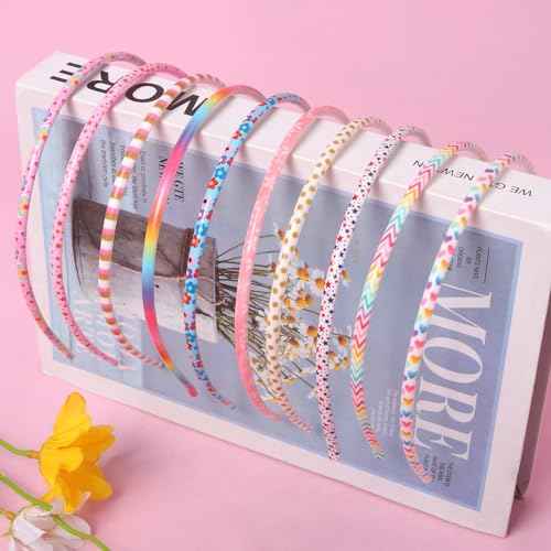 Fishdown 10pcs Plastic Headbands for Women with Teeth£¬Skinny Headbands for Women Girls Non Slip Effortless Thin Plastic Headband