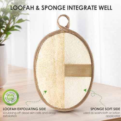 2PCS Natural Exfoliating Loofah Body Scrubber, Loofah Exfoliating Body Scrubber for Bath, Made with Natural Egyptian Shower Loofah Sponge, Shower Exfoliator for Women and Men