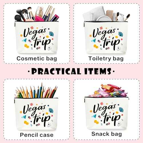 Vegas Trip Makeup Bag Cosmetic Bag, Birthday Travel Gifts For Women Mom Friends Sister Wife Grandma Aunt Daughter Teacher Coworker. (007)