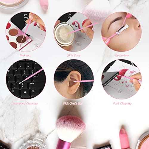 G2PLUS 500PCS Cotton Swabs, Disposable Micro Applicators Brush for Makeup and Personal Care Cosmetic Brush, Micro Swabs for Eyelash Extensions, Nails, Eyeliner (Head Diameter: 2.0mm)