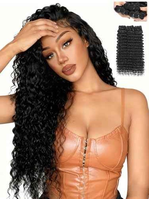 inlovwith Deep Wave Bundles Human Hair, Selected Healthy Curly Human Hair Bundles 100% Unprocessed Brazilian Virgin Hair Wet and Wavy (3 Bundles, 18 20 22 Inches)