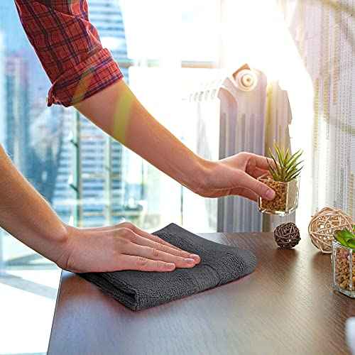 Utopia Towels 12 Pack Premium Wash Cloths Set, 12 by 12 Inches, 100% Cotton Ring Spun, Highly Absorbent and Soft Feel Essential Washcloths for Bathroom, Spa, Gym, and Face, Grey