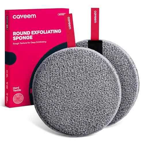 Exfoliating Body Scrubber, Extra Rough Shower Exfoliator Sponge, Body Exfoliating Sponges for Remove Dead Skin, Bath and Body Exfoliate Buffer, Round Sponge for Women (2 Pack)