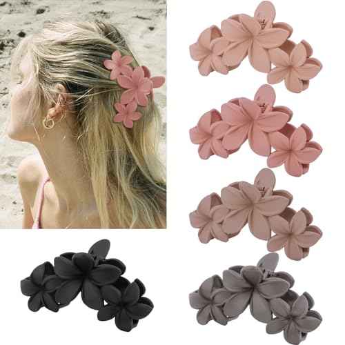 Canitor Flower Claw Clips for Women, Hawaiian Plumeria Hair Clips for Thick Thin Hair, Cute Summer Beach Accessories, Preppy Teen Girl Gifts, Trendy Stuff