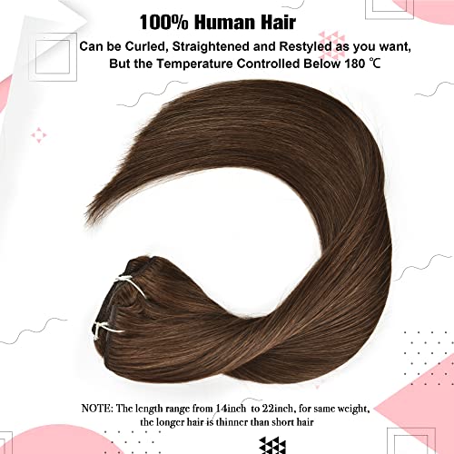 Remy Brown Clip in Hair Extensions Human Hair 120g 7Pcs Medium Brown Silky Straight Human Hair Clip in Hair Extension 22 Inch Human Hair Extensions Clip ins