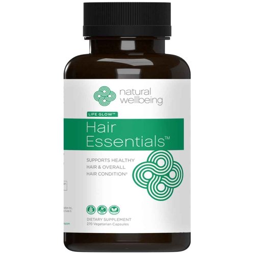 Natural Wellbeing Hair Essentials - Supports Healthy Hair with Saw Palmetto (for DHT), Biotin, Bamboo Silica - Natural Supplement for Women and Men. 270 Veg Caps (3-Month Supply)